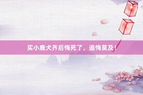 买小鹿犬齐后悔死了，追悔莫及！